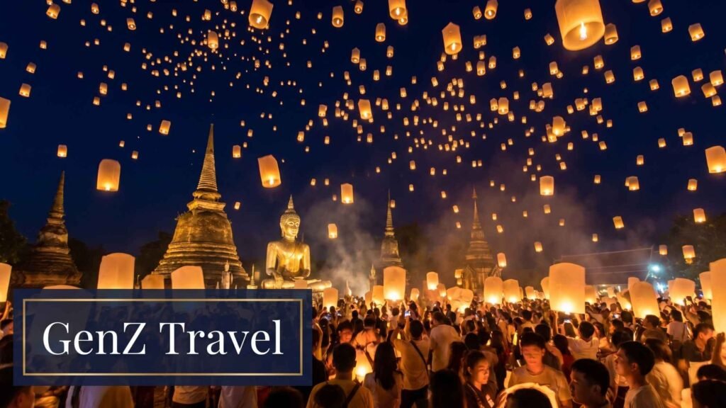 Yi Peng lantern festival Chiang Mai Thailand thousands of sky lanterns released at night in November