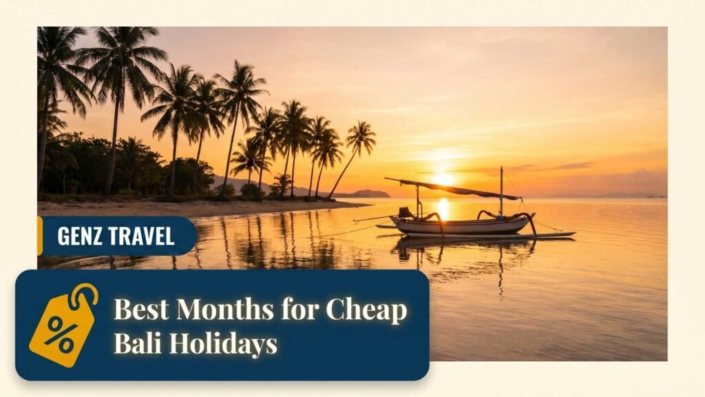 Bali sunset beach scene representing the best months for cheap Bali holidays