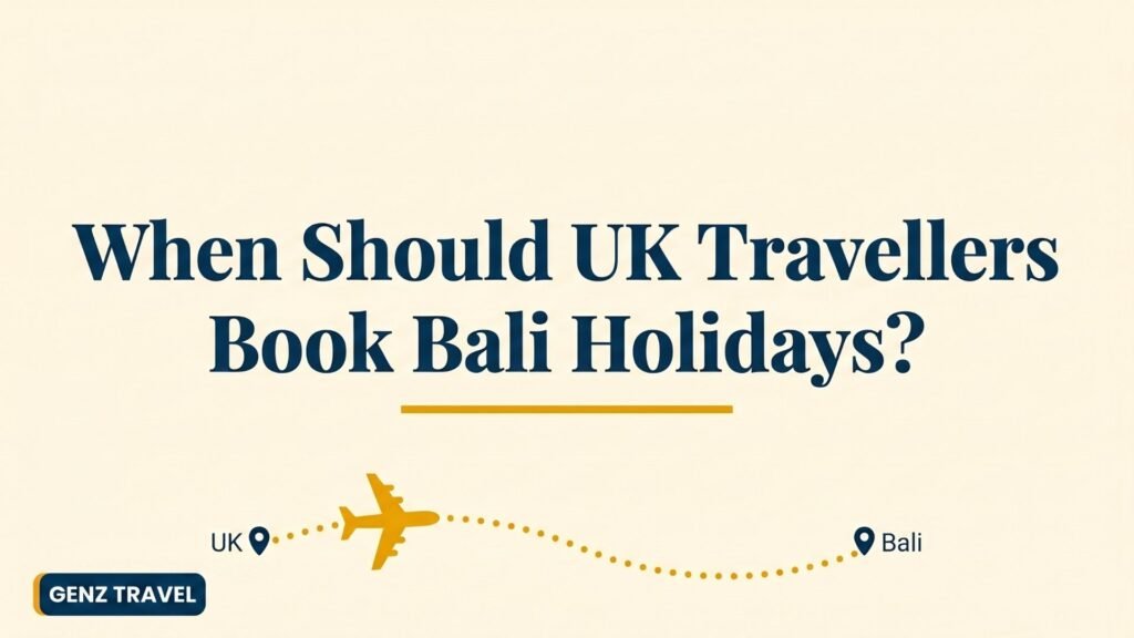 Flight path illustration from UK to Bali showing best time to book holidays