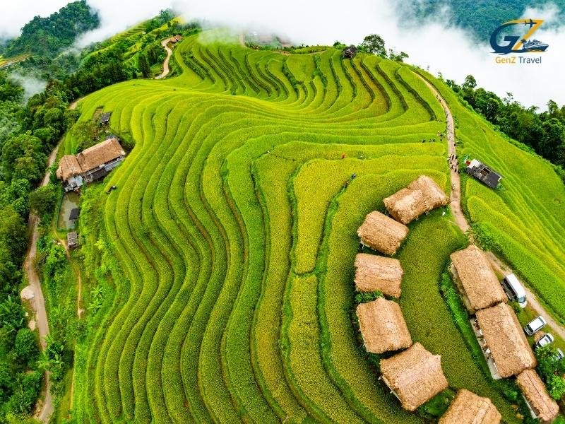 Tegalalang rice terraces in Ubud Bali with lush green tropical landscape