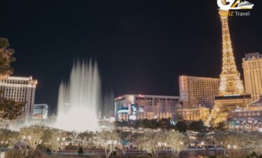 Bellagio fountain show in Las Vegas during night entertainment experience
