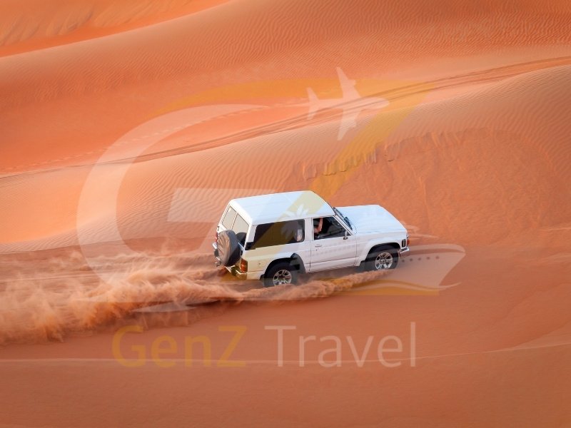 UAE desert safari experience in Dubai Desert with 4x4 dune bashing and golden sand dunes