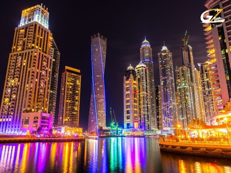 Luxury yacht cruise Dubai Marina skyline evening Dubai holiday experience