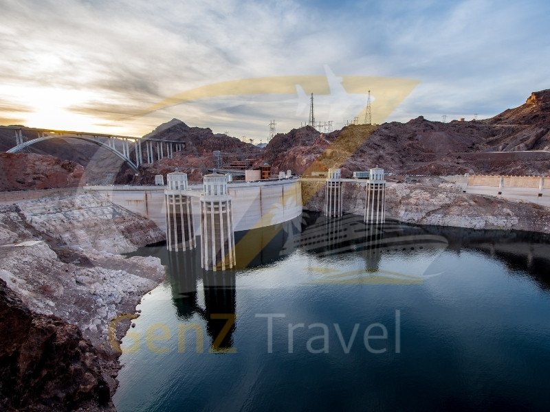 Grand Canyon sunset landscape with dramatic cliffs and Colorado River Nevada tours