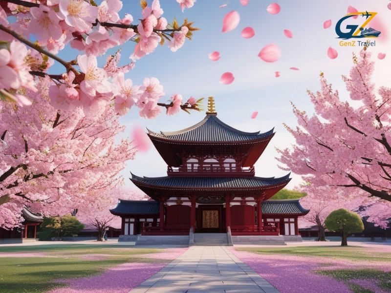 Japan Kyoto temple cherry blossom spring scenic view travel 2026