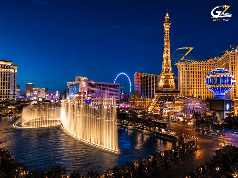 5-night Las Vegas holiday package from UK 2026 showing the iconic Las Vegas Strip at night with fountains and skyline