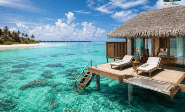 Luxury Maldives tour package from UK with overwater villa and turquoise lagoon view
