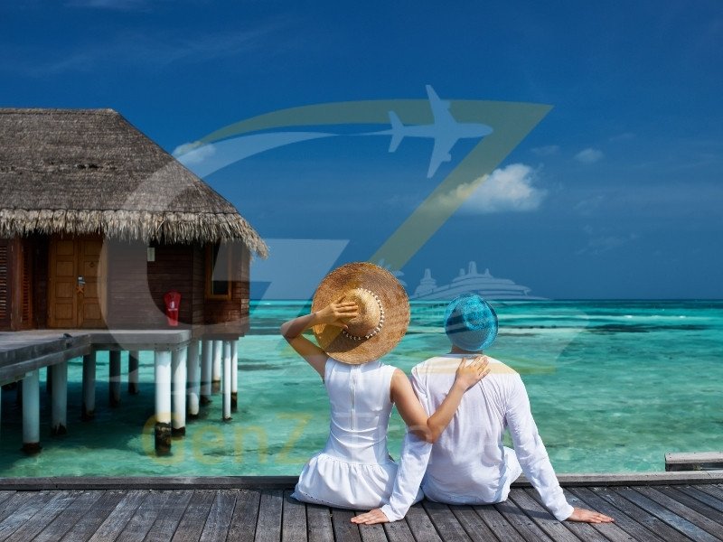Private sandbank dining experience in Maldives with couple and luxury honeymoon setup