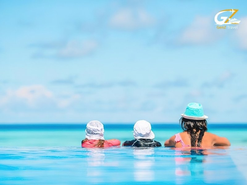 Mauritius infinity pool overlooking ocean at luxury all inclusive resort