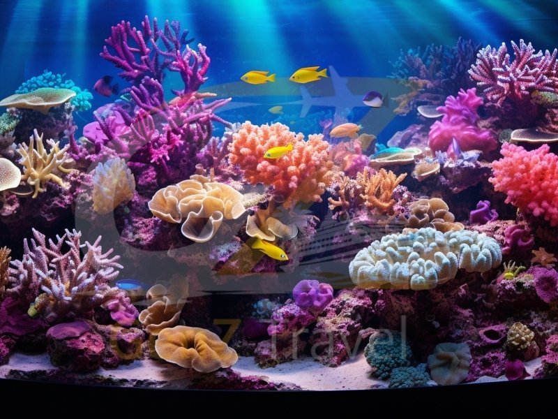 Snorkeling in Mauritius coral reef with tropical fish and clear blue water