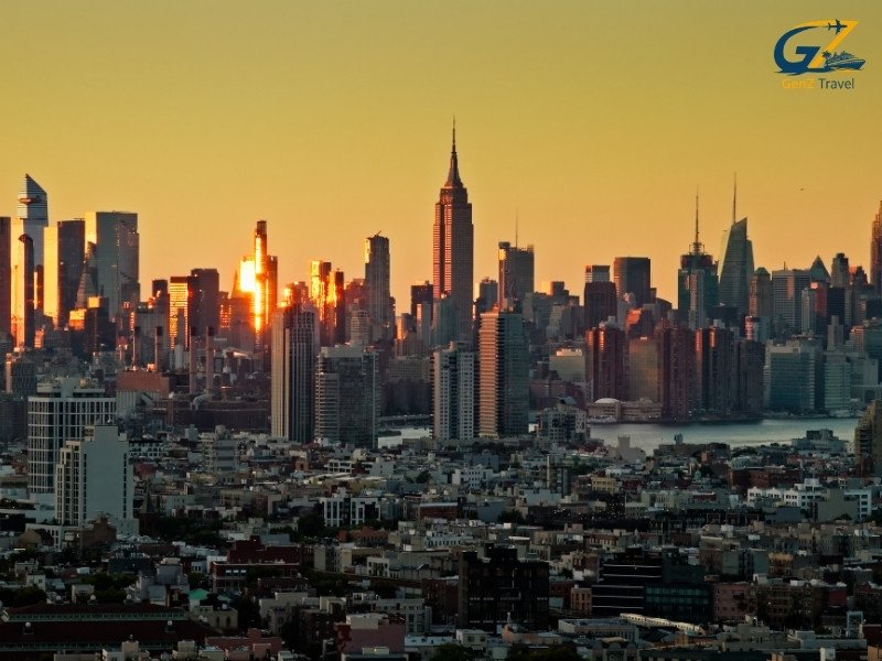 New York City skyline sunset view for USA tour package including New York City