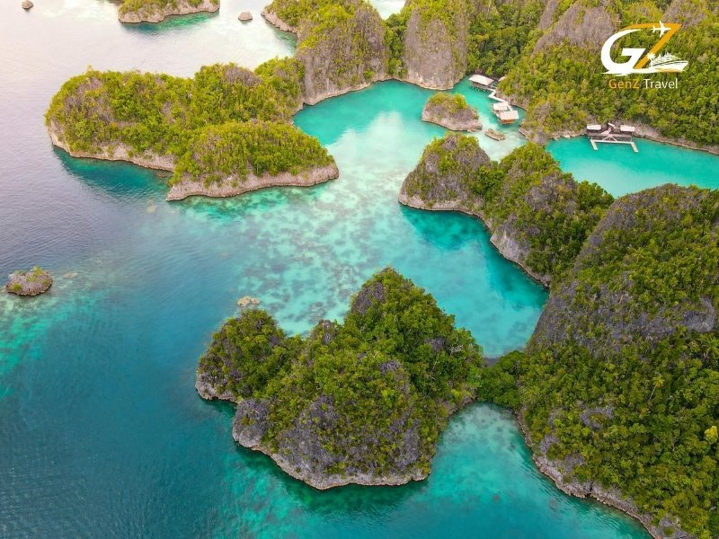 Phi Phi Islands aerial view with turquoise water and tropical scenery Thailand
