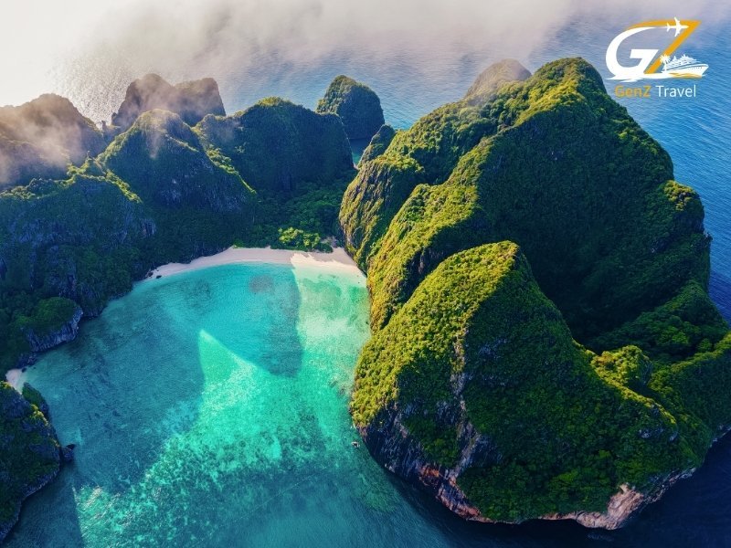 Phi Phi Islands crystal clear water and boats Thailand island hopping tour