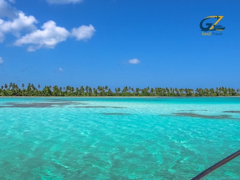 Catamaran boat near Saona Island with crystal clear water in Dominican Republic