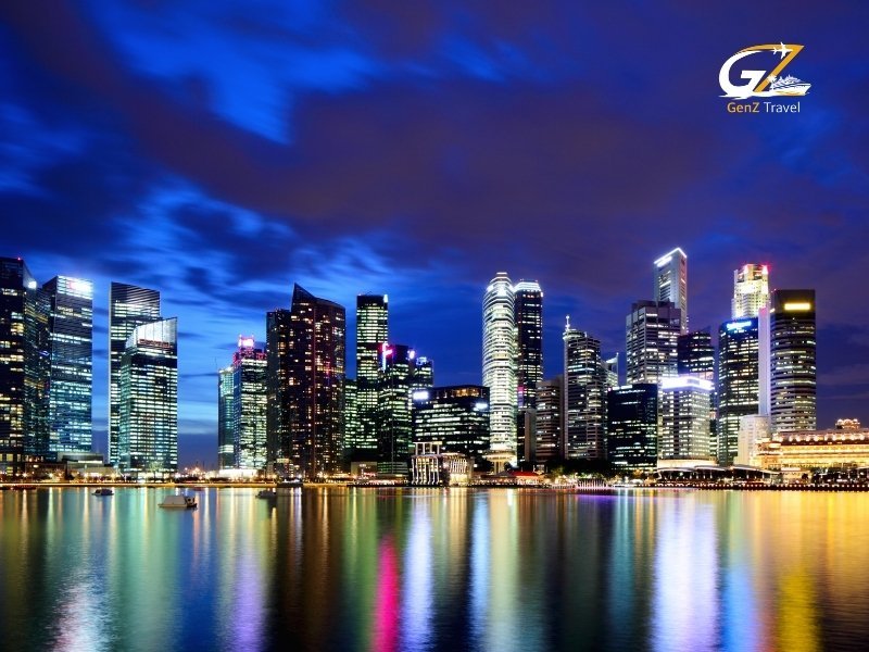 Singapore Marina Bay skyline at night for 12-night Singapore Bali Kuala Lumpur tour package from UK