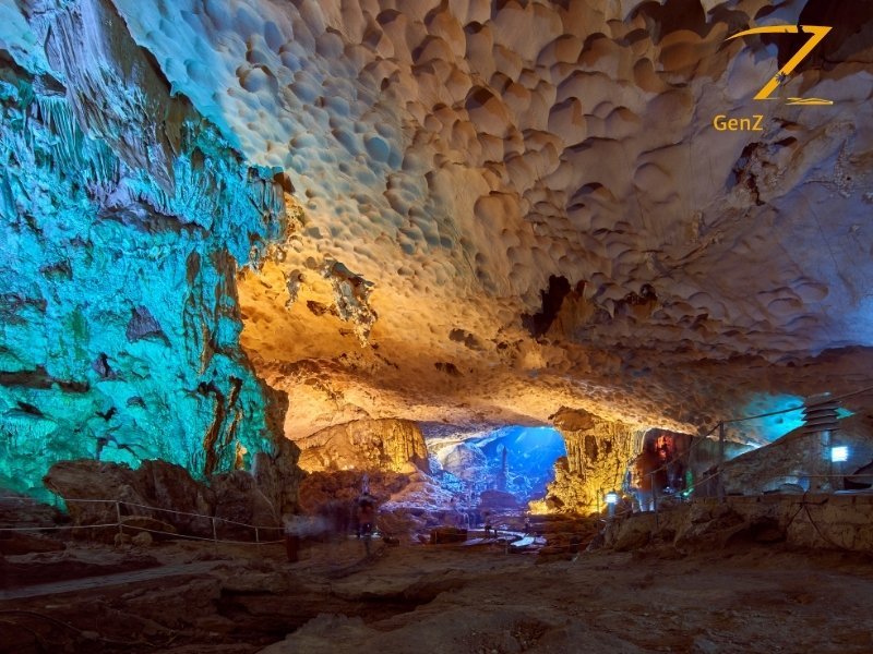 Sung Sot cave interior formations Ha Long Bay Vietnam travel experience