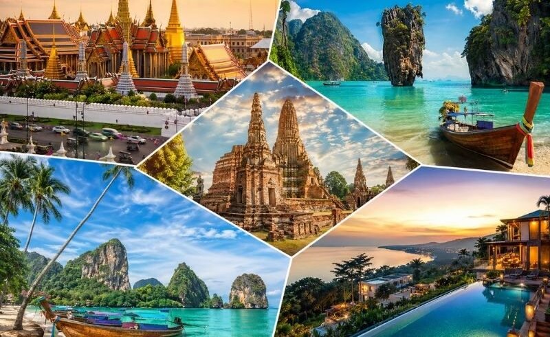 Thailand tour packages from UK showcasing Bangkok temples, Phuket beaches, Krabi islands and luxury resorts