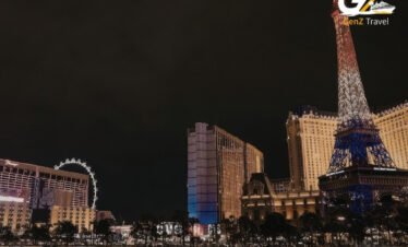 Night view of Las Vegas Strip glowing with neon lights and luxury hotels in 2026 twin centre holiday
