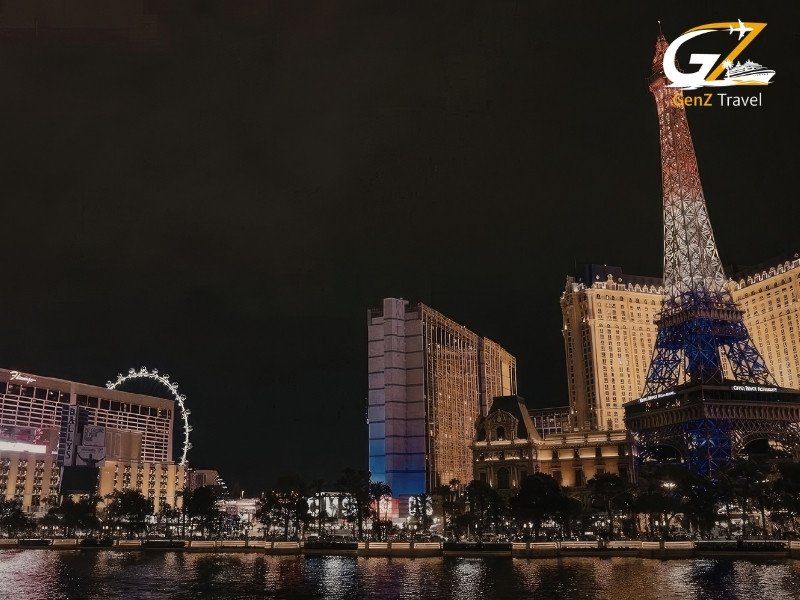 Night view of Las Vegas Strip glowing with neon lights and luxury hotels in 2026 twin centre holiday