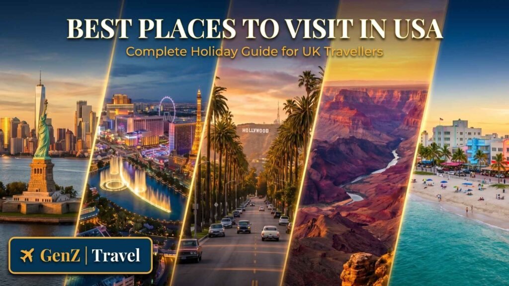 Best places to visit in USA for UK travellers including New York, Las Vegas, Los Angeles, Grand Canyon and Miami