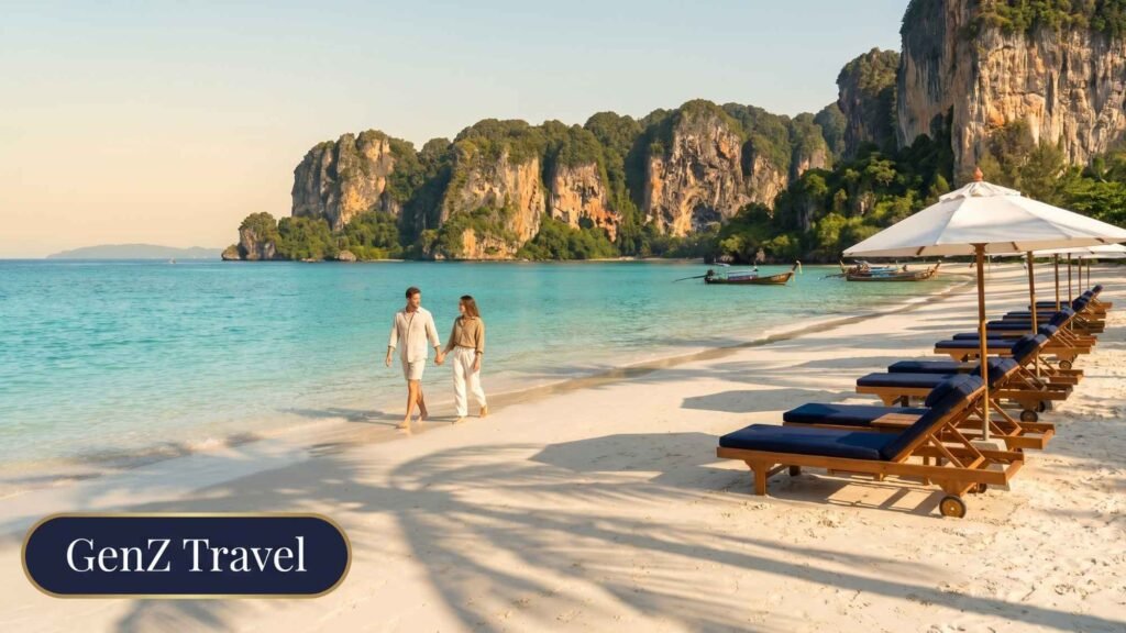 Phuket Thailand during dry season with clear blue water and sunny beach weather