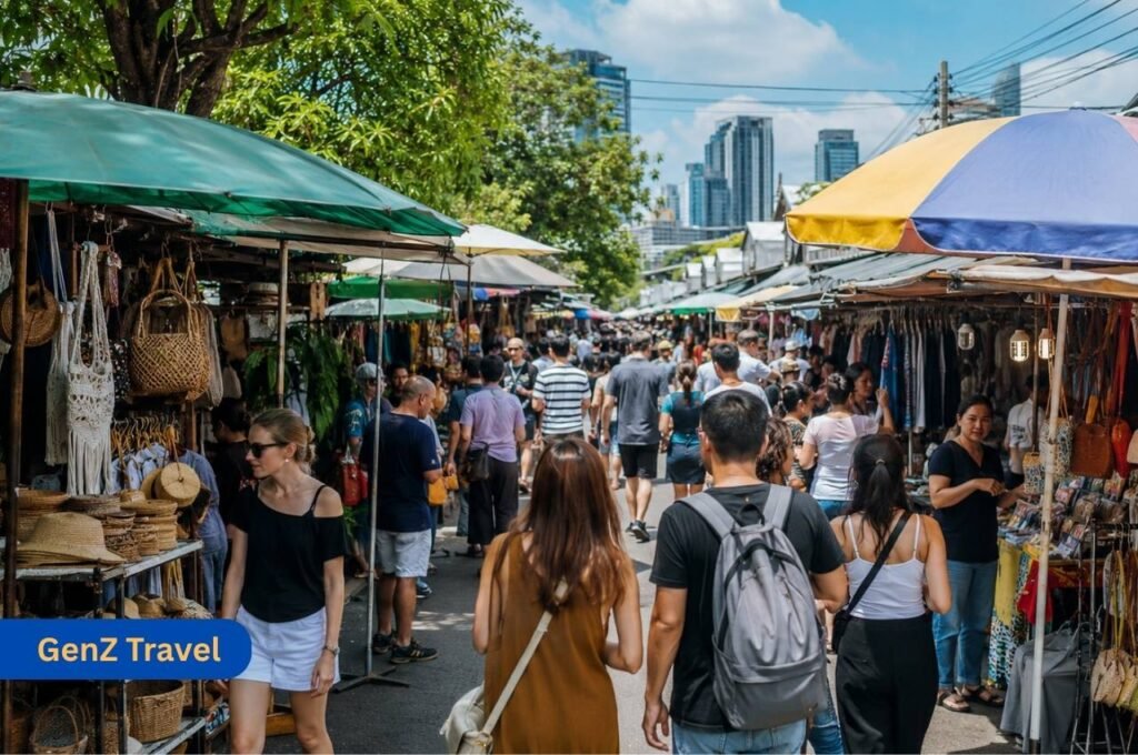 Chatuchak Weekend Market shopping stalls in Bangkok Thailand