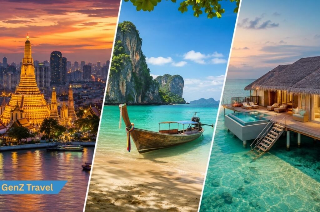 Thailand and holidays to the Maldives multi-centre trip with Bangkok, tropical beach and luxury water villa.