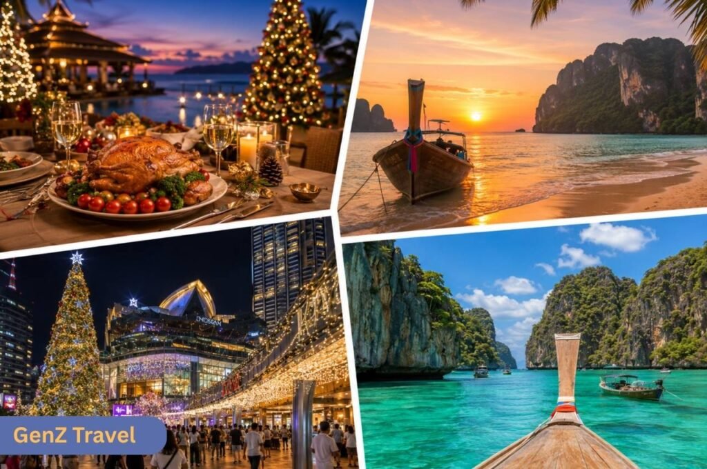 Best things to do on Christmas in Thailand, including festive dinner, beach sunsets, Bangkok lights and island-hopping trips.