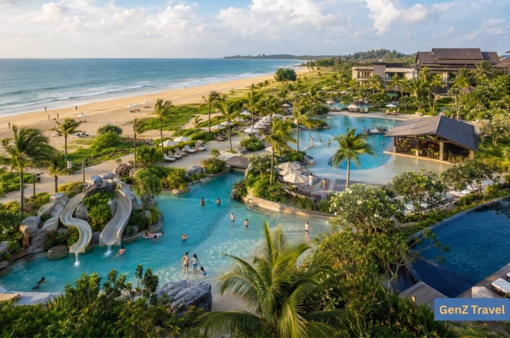 JW Marriott Phuket family pools and waterslides beside Mai Khao Beach