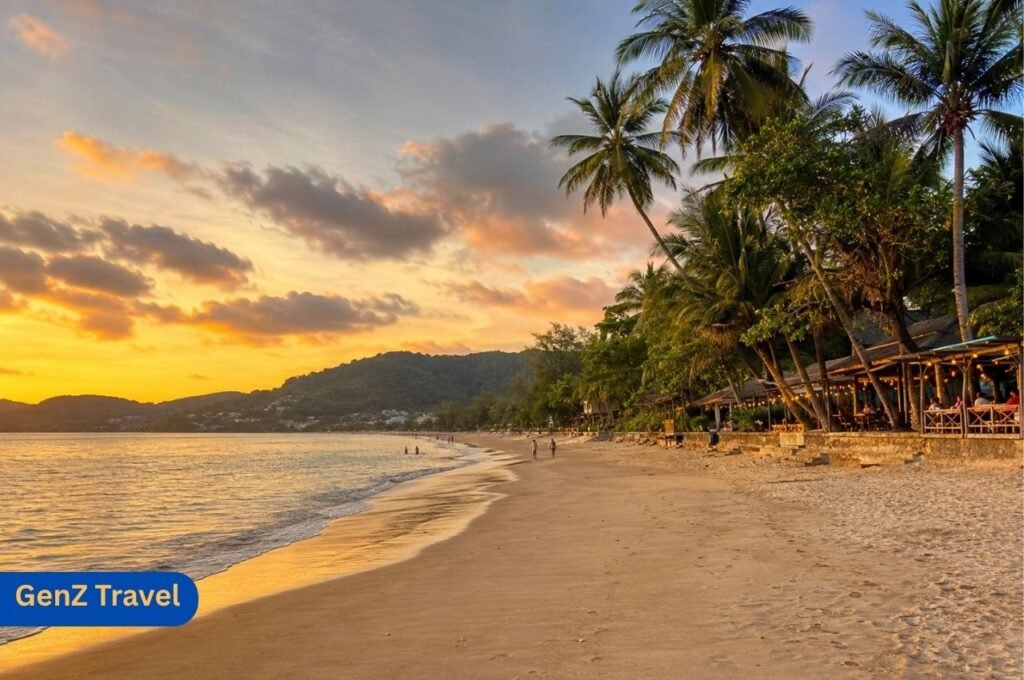 Kamala Beach Phuket at sunset for a peaceful and relaxing coastal escape