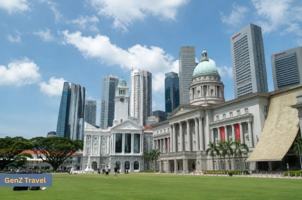 National Gallery Singapore and Victoria Theatre overlooking the Padang in the Civic District