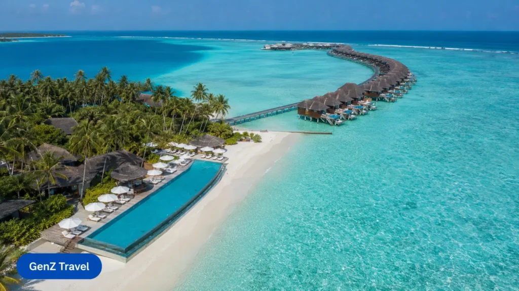 Centara Ras Fushi Maldives adults-only overwater villas and pool