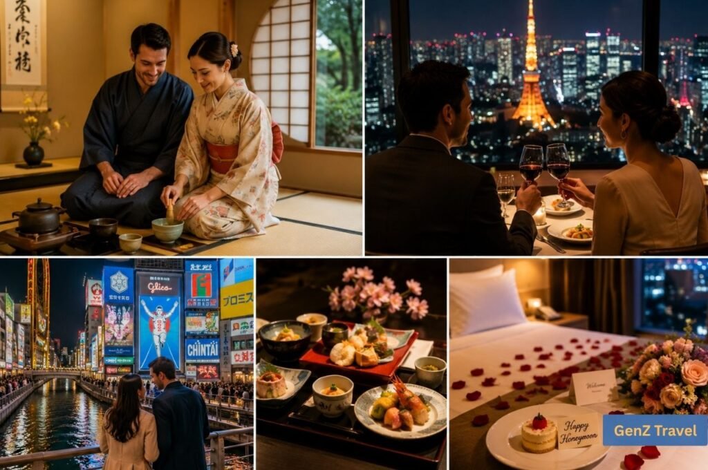 Honeymoon Trip to Japan with tea ceremony, Tokyo dinner, Osaka nightlife and romantic hotel touches