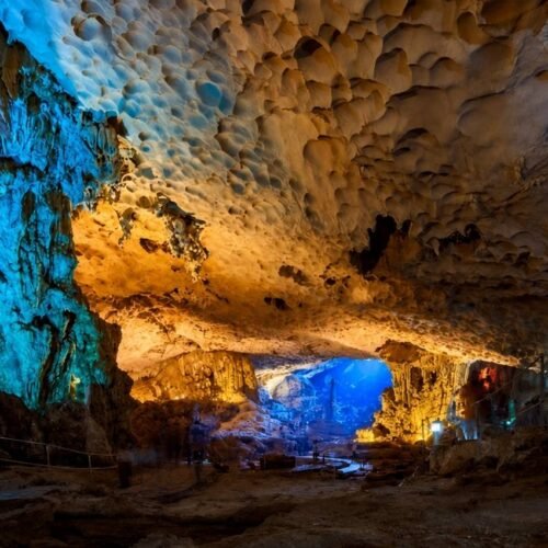 Sung Sot cave interior formations Ha Long Bay Vietnam travel experience