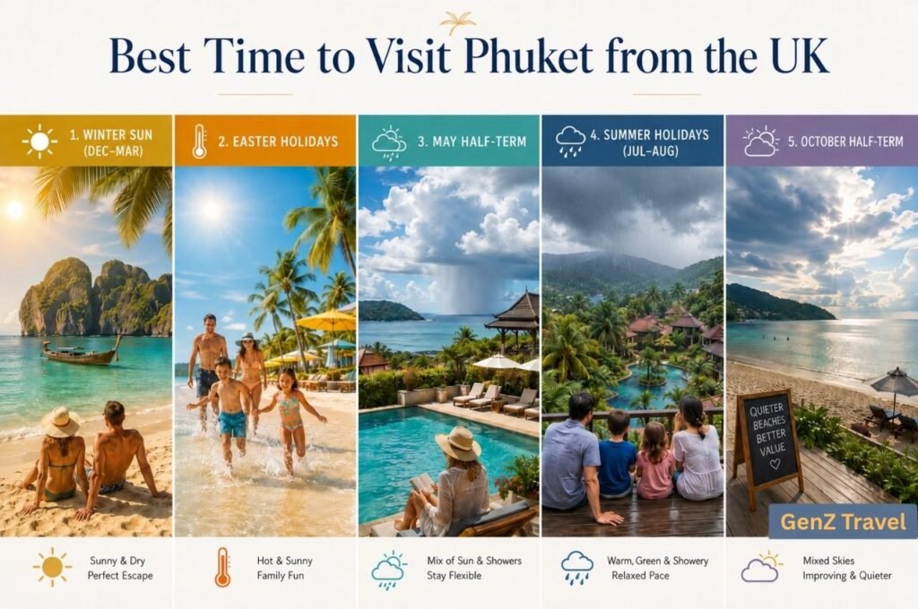 Phuket weather comparison for UK winter sun, Easter, May half-term, summer holidays and October