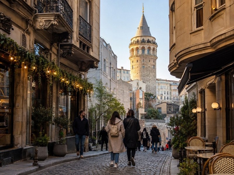 Galata Tower Istanbul surrounded by historic streets and traditional Ottoman architecture