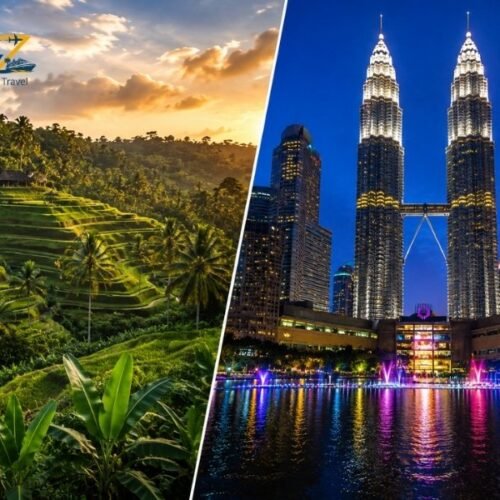 Bali rice terraces and Petronas Twin Towers on a Kuala Lumpur and Bali twin-centre holiday
