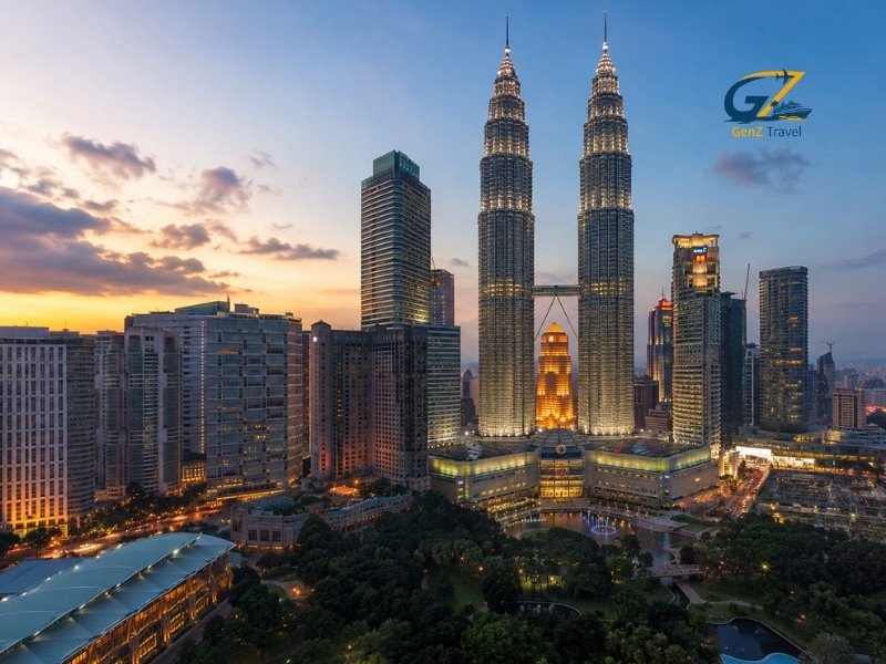 Romantic Malaysia honeymoon getaway featuring Kuala Lumpur skyline and Petronas Twin Towers view