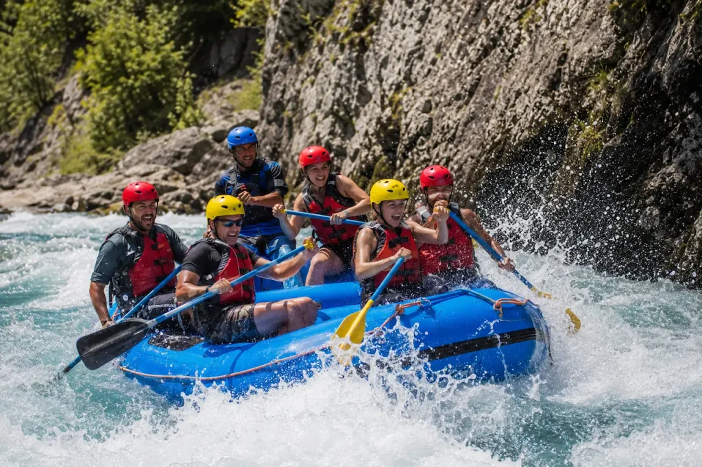 Group white-water rafting through the rapids of Köprülü Canyon near Antalya, Turkey.
