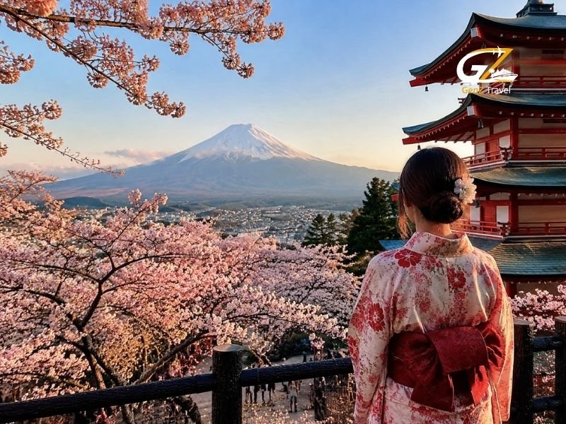 Things to do in Japan including experiencing Mount Fuji views, cherry blossoms and traditional Japanese culture in Kyoto