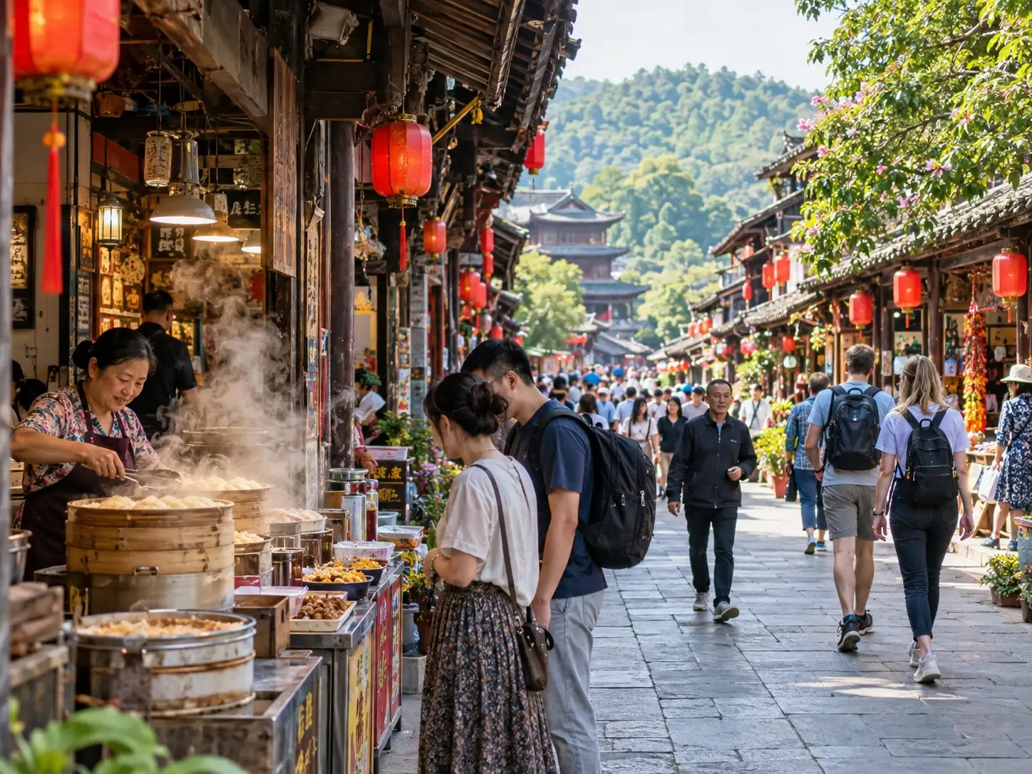 Traditional Chinese Street Food Market